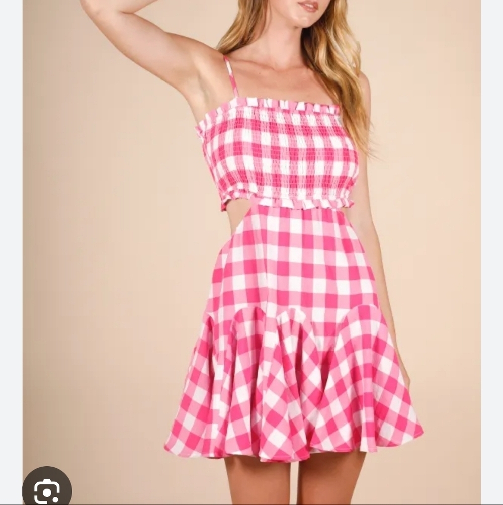NWT GEEGEE GINGHAM CUT OUT BACK MINI DRESS 3x